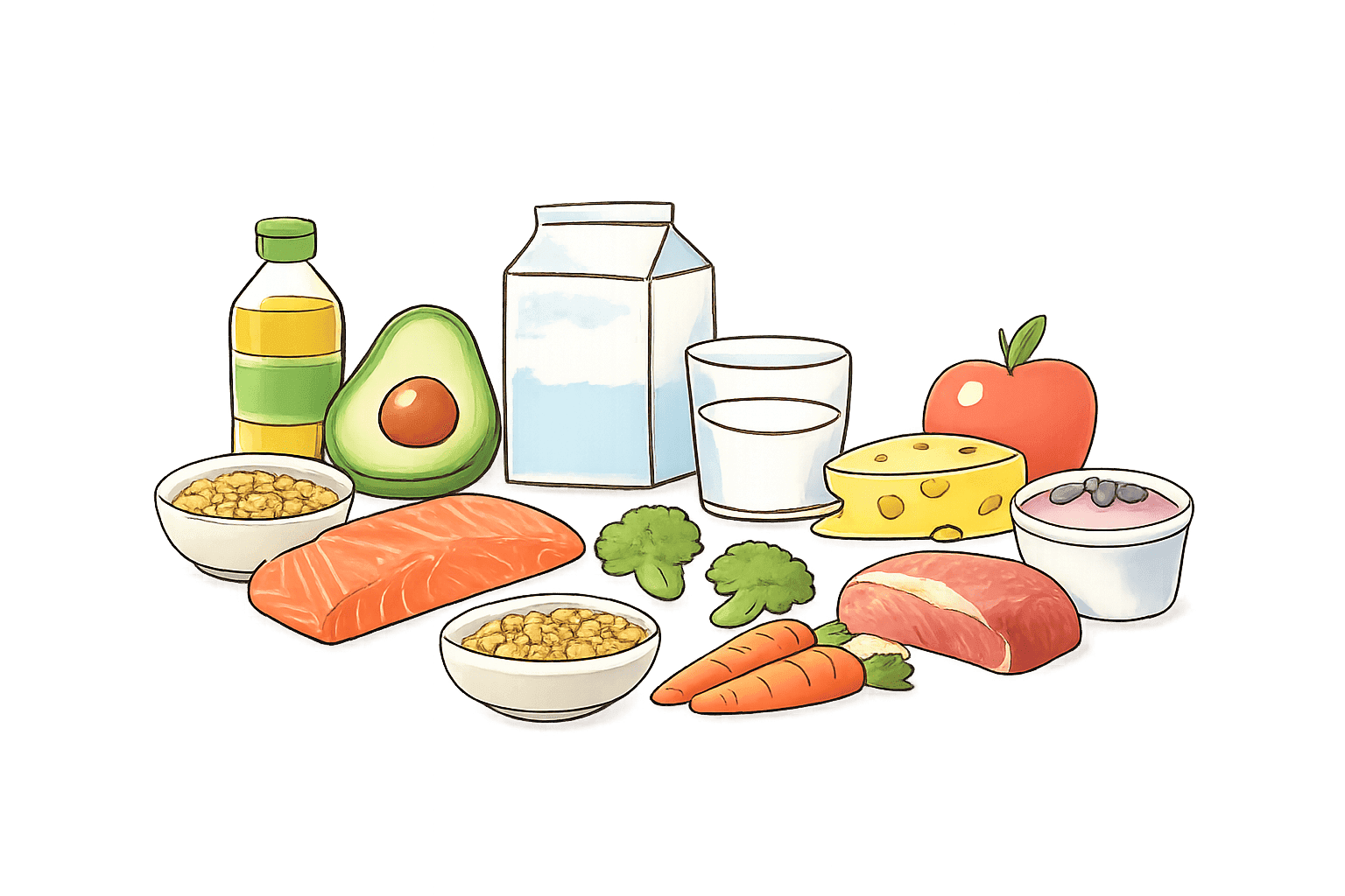 Illustration of healthy foods